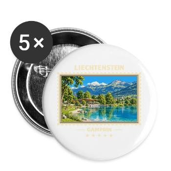 Liechtenstein Gamprin Vintage Reisemarke - Buttons groß 56 mm (5er Pack) - Weiß - Vorne