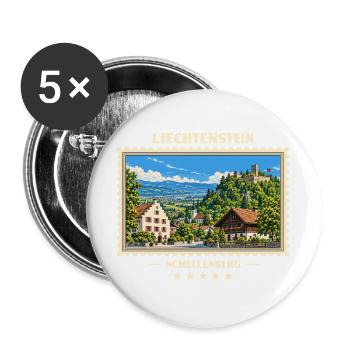 Liechtenstein Schellenberg Vintage Reisemarke - Buttons groß 56 mm (5er Pack) - Weiß - Vorne