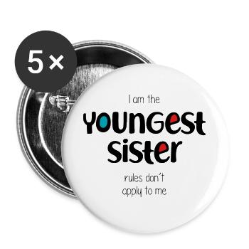 jüngste Schwester - Buttons groß 56 mm (5er Pack) - Weiß - Vorne