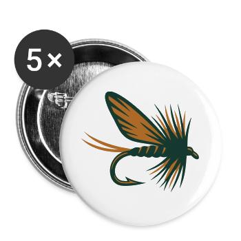 Fliegenfischen Koeder Grafik - Buttons groß 56 mm (5er Pack) - Weiß - Vorne