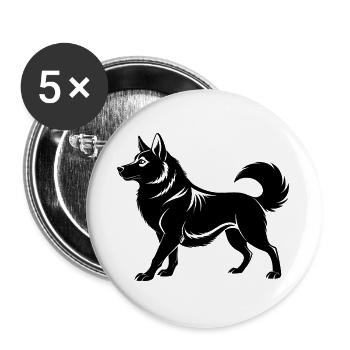 Schwedischer Vallhund-Hundegang - Buttons groß 56 mm (5er Pack) - Weiß - Vorne