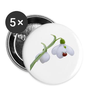 Schneeglöckchen-Marienkäferblüte - Buttons groß 56 mm (5er Pack) - Weiß - Vorne