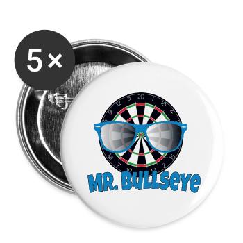 Mr. Bullseye - Buttons groß 56 mm (5er Pack) - Weiß - Vorne