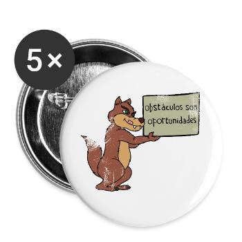 Hindernisse? Nutze die Chance! – Cartoon Wolf - Buttons groß 56 mm (5er Pack) - Weiß - Vorne