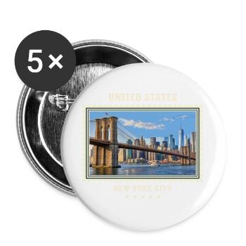 Vereinigte Staaten New York City Vintage Marke - Buttons groß 56 mm (5er Pack) - Weiß - Vorne