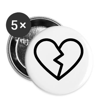 gebrochenes Herz - Buttons groß 56 mm (5er Pack) - Weiß - Vorne