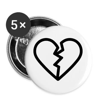 gebrochenes Herz - Buttons groß 56 mm (5er Pack) - Weiß - Vorne