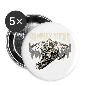 Sommer ist langweilig – Schneemobil-Winterschlittenfahrer - Buttons groß 56 mm (5er Pack) - Weiß - Vorne