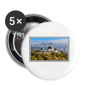 Vereinigte Staaten Los Angeles Vintage Reisemarke - Buttons groß 56 mm (5er Pack) - Weiß - Vorne