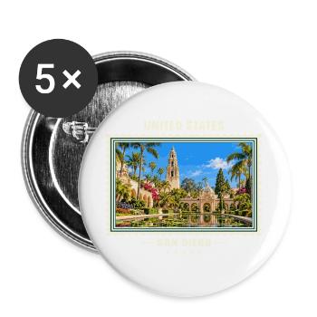 Vereinigte Staaten San Diego Vintage Reisemarke - Buttons groß 56 mm (5er Pack) - Weiß - Vorne