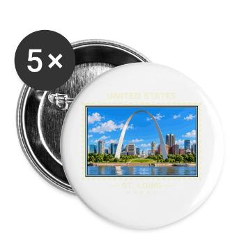 Vereinigte Staaten St. Louis Vintage Reisemarke - Buttons groß 56 mm (5er Pack) - Weiß - Vorne
