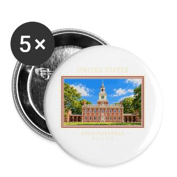 Vereinigte Staaten Philadelphia Vintage Reisemarke - Buttons groß 56 mm (5er Pack) - Weiß - Vorne