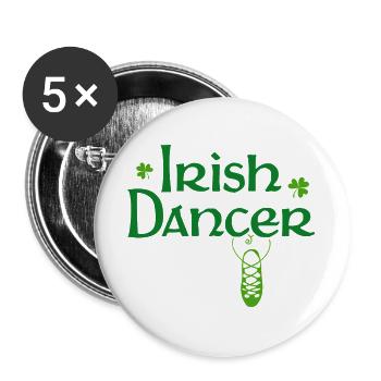 Irisches Tänzer-Zeichen - Buttons groß 56 mm (5er Pack) - Weiß - Vorne