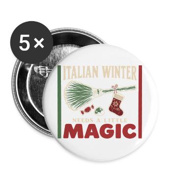La Befana Italienische Epiphanie Weihnachtshexe - Buttons groß 56 mm (5er Pack) - Weiß - Vorne