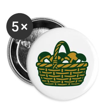 Pilzkorb Ernte Grafik - Buttons groß 56 mm (5er Pack) - Weiß - Vorne