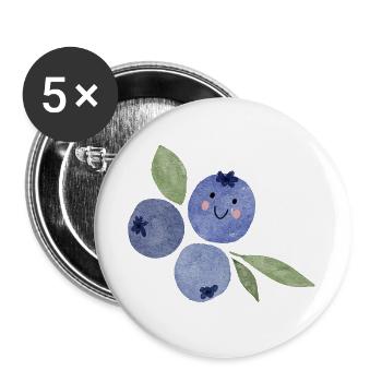 Blaubeeren Aquarell Trio mit Gesicht - Buttons groß 56 mm (5er Pack) - Weiß - Vorne