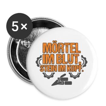  Maurer Mörtel im Blut, Stein im Kopf - Buttons groß 56 mm (5er Pack) - Weiß - Vorne