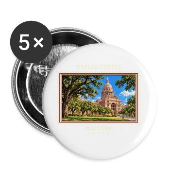 Vereinigte Staaten Austin Vintage Reisemarke - Buttons groß 56 mm (5er Pack) - Weiß - Vorne