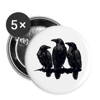 Raben - Buttons groß 56 mm (5er Pack) - Weiß - Vorne