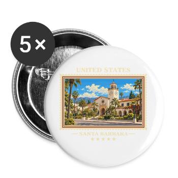 Vereinigte Staaten Santa Barbara Vintage Marke - Buttons groß 56 mm (5er Pack) - Weiß - Vorne