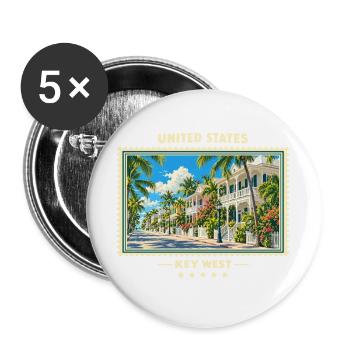 Vereinigte Staaten Key West Vintage Reisemarke - Buttons groß 56 mm (5er Pack) - Weiß - Vorne