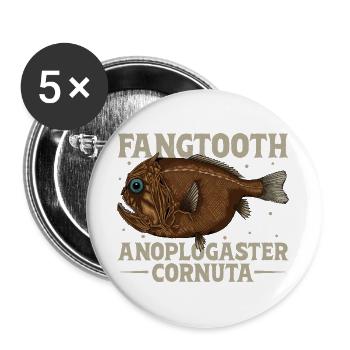 Tiefsee Monster - Fangzahnfisch - Buttons groß 56 mm (5er Pack) - Weiß - Vorne