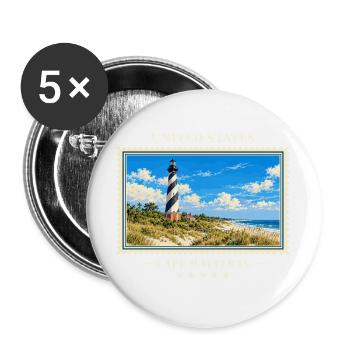 Vereinigte Staaten Cape Hatteras Vintage Marke - Buttons groß 56 mm (5er Pack) - Weiß - Vorne