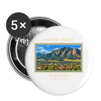 Vereinigte Staaten Boulder Vintage Reisemarke - Buttons groß 56 mm (5er Pack) - Weiß - Vorne