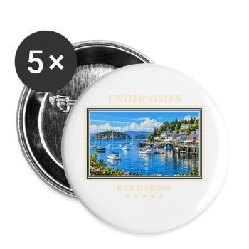 Vereinigte Staaten Bar Harbor Vintage Reisemarke - Buttons groß 56 mm (5er Pack) - Weiß - Vorne