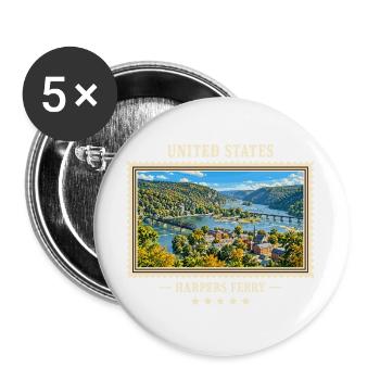 Vereinigte Staaten Harpers Ferry Vintage Marke - Buttons groß 56 mm (5er Pack) - Weiß - Vorne