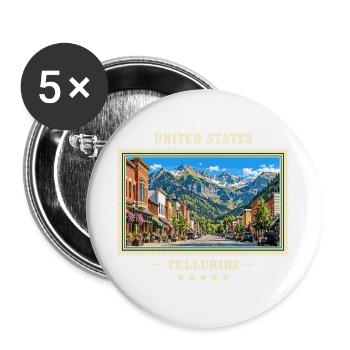 Vereinigte Staaten Telluride Vintage Reisemarke - Buttons groß 56 mm (5er Pack) - Weiß - Vorne