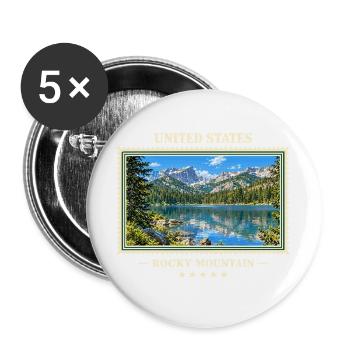 Vereinigte Staaten Rocky Mountain Nationalpark - Buttons groß 56 mm (5er Pack) - Weiß - Vorne