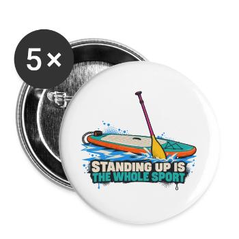 Stand Up Paddling: Ganzheitssport - Buttons groß 56 mm (5er Pack) - Weiß - Vorne