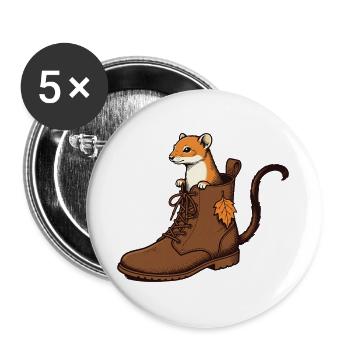 Hermelin im Herbstschuh - Buttons groß 56 mm (5er Pack) - Weiß - Vorne
