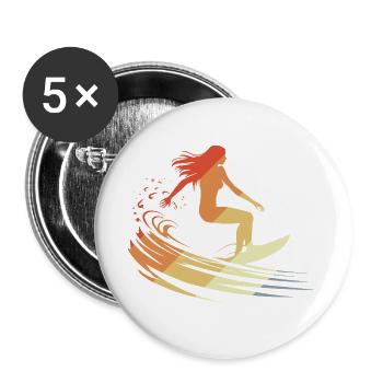 Surferin - Buttons groß 56 mm (5er Pack) - Weiß - Vorne