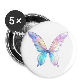 Feenflügel Design - Buttons groß 56 mm (5er Pack) - Weiß - Vorne