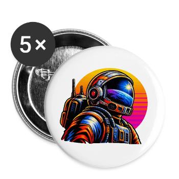 Astronaut im Neon-Sonnenuntergang - Buttons groß 56 mm (5er Pack) - Weiß - Vorne
