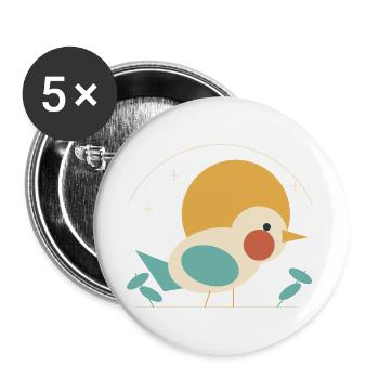 Vogel vor Retro-Sonne - Buttons groß 56 mm (5er Pack) - Weiß - Vorne