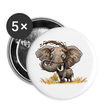 MatschElefant Safari - Buttons groß 56 mm (5er Pack) - Weiß - Vorne
