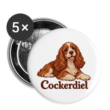 Cocker Spaniel Kuschelportrait - Buttons groß 56 mm (5er Pack) - Weiß - Vorne