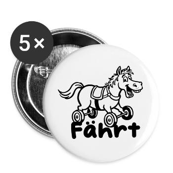 Fährt Pferd mit Rädern - Buttons groß 56 mm (5er Pack) - Weiß - Vorne