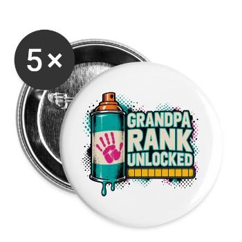 Opa Rang Freigeschaltet - Buttons groß 56 mm (5er Pack) - Weiß - Vorne