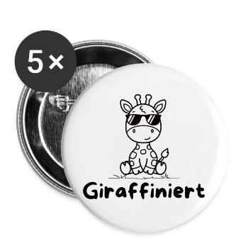 Giraffiniert – Coole Giraffe mit Sonnenbrille - Buttons groß 56 mm (5er Pack) - Weiß - Vorne