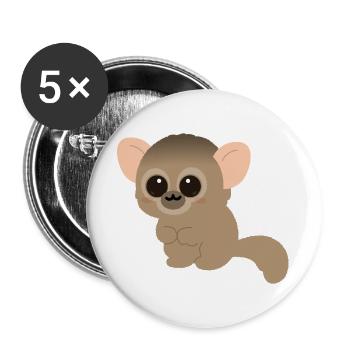 Chibi Night Monkey Niedlicher Charakter - Buttons groß 56 mm (5er Pack) - Weiß - Vorne