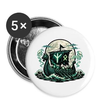 Nordisches Geisterschiff - Buttons groß 56 mm (5er Pack) - Weiß - Vorne