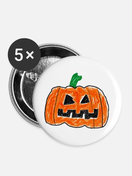 Süßer Jack O' Lantern – Halloween-Design - Buttons groß 56 mm (5er Pack) - Weiß
