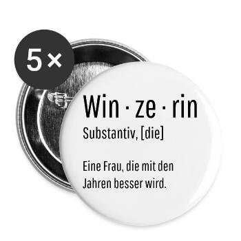 Winzerin Substantiv Definition Wein Geschenk - Buttons groß 56 mm (5er Pack) - Weiß - Vorne