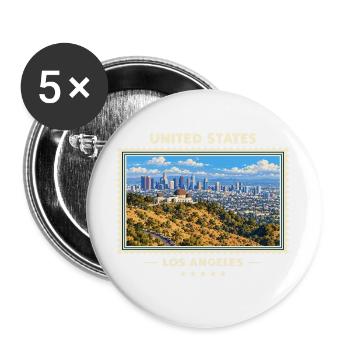 Vereinigte Staaten Los Angeles Vintage Reisemarke - Buttons groß 56 mm (5er Pack) - Weiß - Vorne