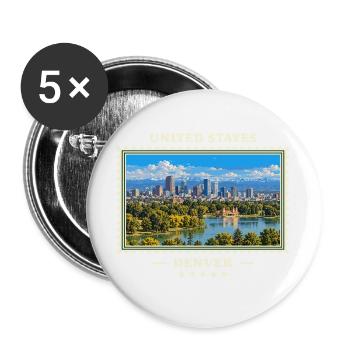 Vereinigte Staaten Denver Vintage Reisemarke - Buttons groß 56 mm (5er Pack) - Weiß - Vorne