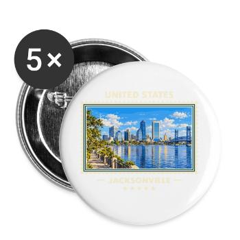 Vereinigte Staaten Jacksonville Vintage Reisemarke - Buttons groß 56 mm (5er Pack) - Weiß - Vorne
